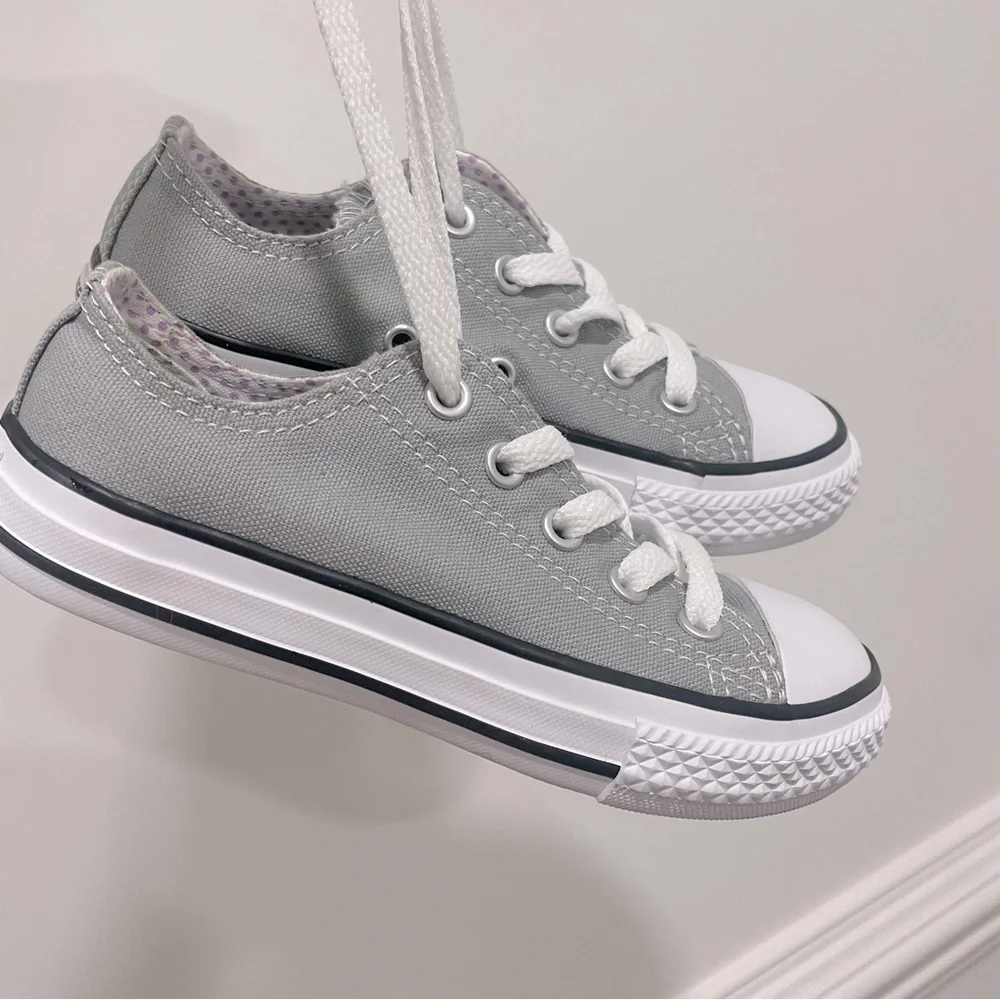 Converse Toddler Shoes Size 11 All Star Double Tongue Low Sneakers 656869F Gray